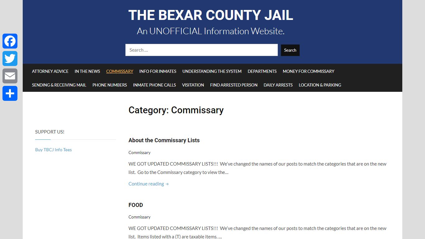 Commissary | The Bexar County Jail